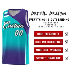 Aqua Purple Gradient Basketball Jersey 2