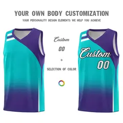 Aqua Purple Gradient Basketball Jersey 3