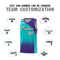 Aqua Purple Gradient Basketball Jersey 4