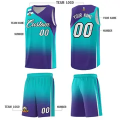 Aqua Purple Gradient Basketball Jersey 5