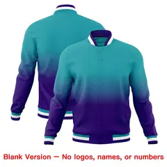 Aqua Purple Gradient Full-Snap Varsity Letterman Jacket 7