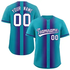 Aqua Purple Gradient Lapel Fashion Baseball Jersey 1