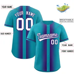 Aqua Purple Gradient Lapel Fashion Baseball Jersey 2