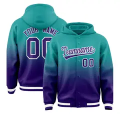 Aqua Purple Gradient Letterman Varsity Jacket Hoodie 1
