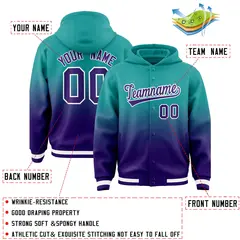 Aqua Purple Gradient Letterman Varsity Jacket Hoodie 4
