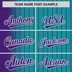 Aqua Purple Gradient Pinstripe Varsity Full-Snap Baseball Jacket 3
