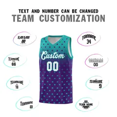 Aqua Purple Gradient Star Pattern Basketball Jersey Sets 4