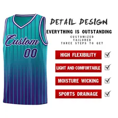 Aqua Purple Gradient Stripe Fashion Basketball Jersey 2