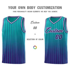 Aqua Purple Gradient Stripe Fashion Basketball Jersey 3