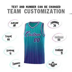 Aqua Purple Gradient Stripe Fashion Basketball Jersey 4