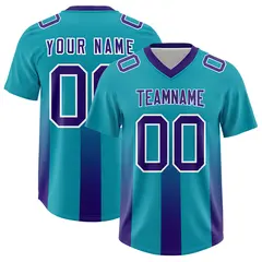 Aqua Purple Gradient Vertical Stripe Team Football Jersey 1