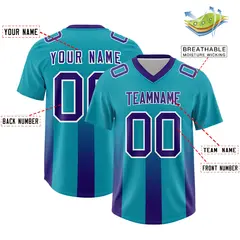 Aqua Purple Gradient Vertical Stripe Team Football Jersey 2