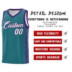 Aqua Purple Indians Pattern Basketball Uniform Jersey 2