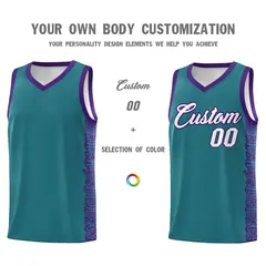 Aqua Purple Indians Pattern Basketball Uniform Jersey 3