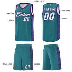 Aqua Purple Indians Pattern Basketball Uniform Jersey 5