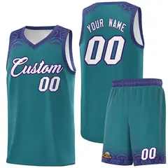 Aqua Purple Indians Print Sports Basketball Uniform Jersey 1