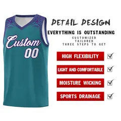 Aqua Purple Indians Print Sports Basketball Uniform Jersey 2