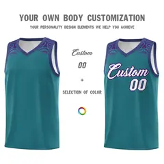 Aqua Purple Indians Print Sports Basketball Uniform Jersey 3