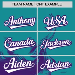 Aqua Purple Ink Pattern Authentic Baseball Jersey 3