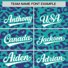 Aqua Purple Leopard Print Baseball Jersey 3
