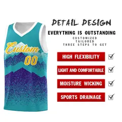 Aqua Purple Mountain Fade Gradient Fashion Basketball Jersey 2