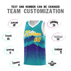 Aqua Purple Mountain Fade Gradient Fashion Basketball Jersey 4
