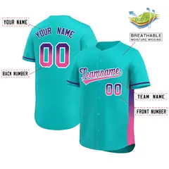 Aqua Purple-Pink Gradient Side Baseball Jersey 2