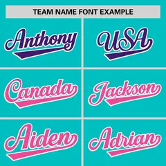 Aqua Purple-Pink Gradient Side Baseball Jersey 3