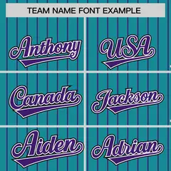 Aqua Purple Pinstripe Raglan Varsity Letterman Baseball Jacket 3