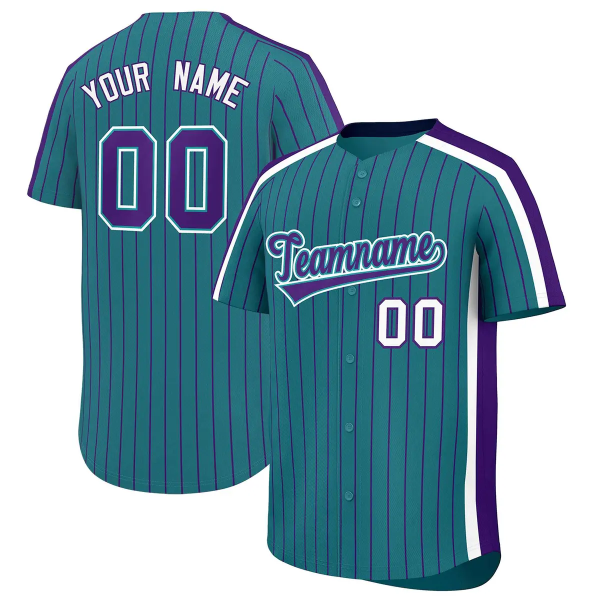 Aqua Purple Pinstripe Two-tone Authentic Baseball Jersey