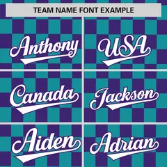 Aqua Purple Plaid Fashion Authentic Baseball Jersey 3