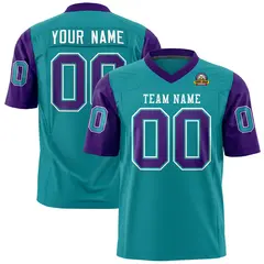 Aqua Purple Raglan Sleeves Authentic Football Jersey 1