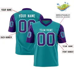 Aqua Purple Raglan Sleeves Authentic Football Jersey 2