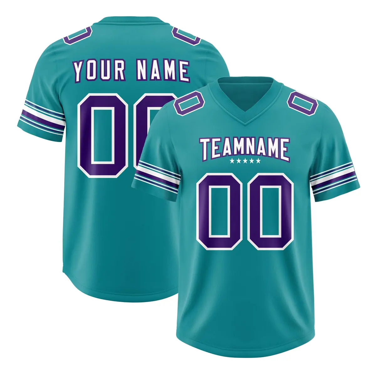 Aqua Purple Retro Sleeve Line Authentic Football Jersey