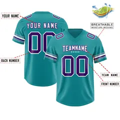 Aqua Purple Retro Sleeve Line Authentic Football Jersey 2