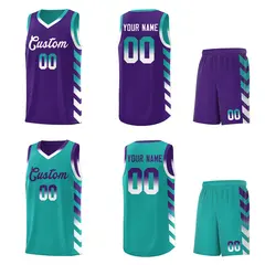 Aqua Purple Reversible Basketball Kits - Side Arrow Purple White Gradient 2