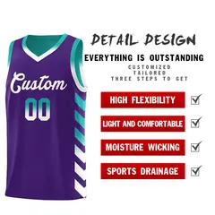 Aqua Purple Reversible Basketball Kits - Side Arrow Purple White Gradient 3