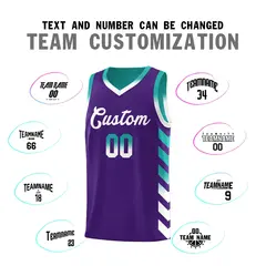 Aqua Purple Reversible Basketball Kits - Side Arrow Purple White Gradient 4