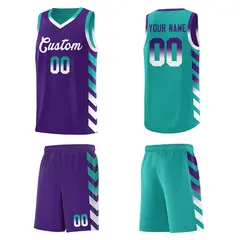Aqua Purple Reversible Basketball Kits - Side Arrow Purple White Gradient 5