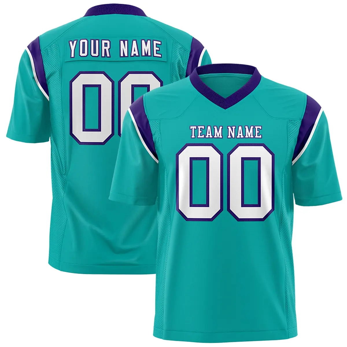 Aqua Purple Shoulder Cut Two-Tone Flag Football Jersey