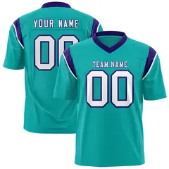 Aqua Purple Shoulder Cut Two-Tone Flag Football Jersey 1