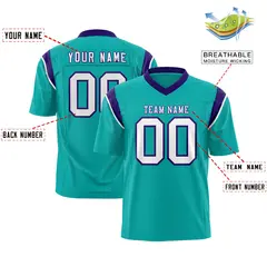 Aqua Purple Shoulder Cut Two-Tone Flag Football Jersey 2