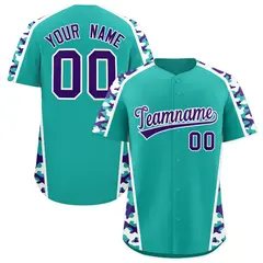 Aqua Purple Side Camo Baseball Jersey 1