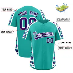 Aqua Purple Side Camo Baseball Jersey 2
