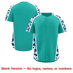 Aqua Purple Side Camo Baseball Jersey 7