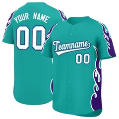 Aqua Purple Side Flame Outline Basketball Jersey 1