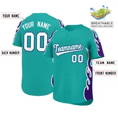 Aqua Purple Side Flame Outline Basketball Jersey 2