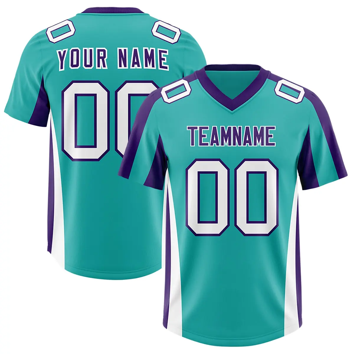 Aqua Purple Side Stripe Authentic Football Jersey