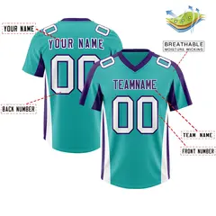 Aqua Purple Side Stripe Authentic Football Jersey 2
