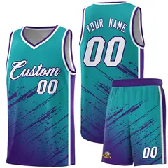 Aqua Purple Splash Basketball Uniforms for Summer Camp 1